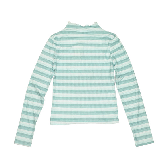 CALI BE NEW $25‎ Long Sleeve Ribbed Stripe Funnel Neck Top in Blue Small - Picture 2 of 4